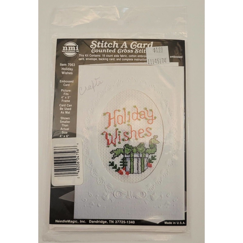 NMI # 7063 Stitch a Card Counted Cross Stitch Kit Christmas Holiday Wishes